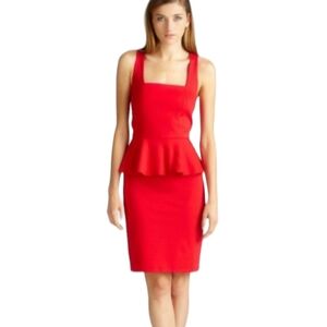Carmen Marc Valvo Cocktail Party Dress Red Sz XL 16 Sleeveless Midi Preppy Sexy